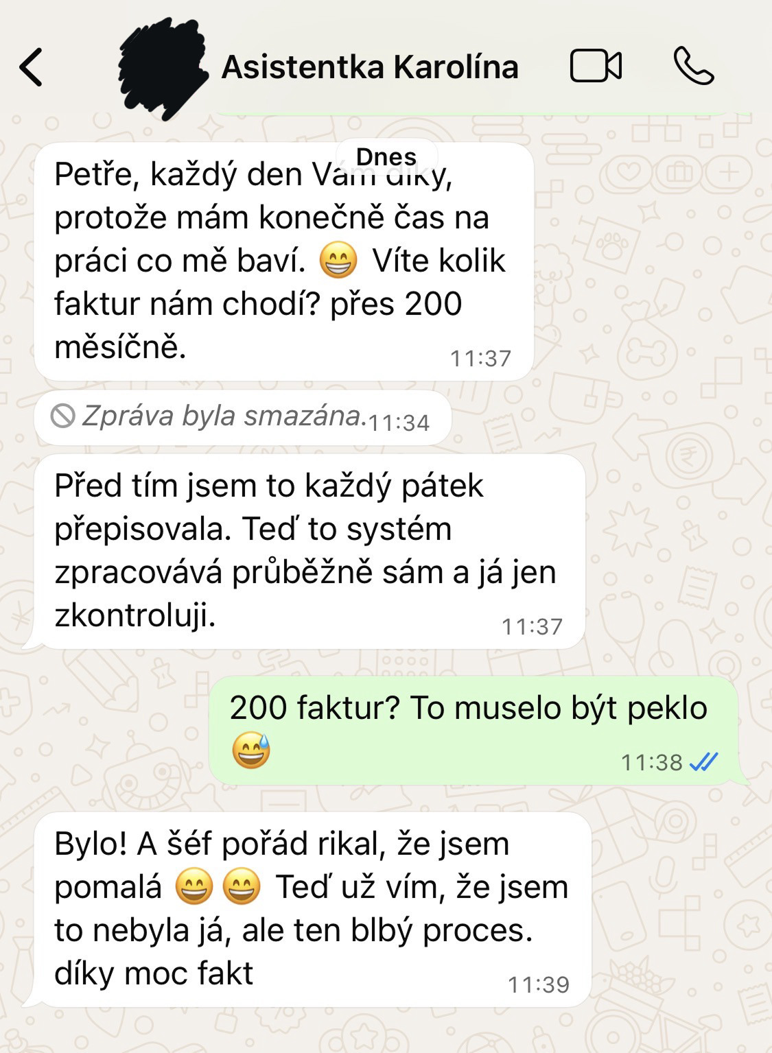 Zpráva od Romana — U nás na skladě máme každý den 15–20 dodávek. Předtím to musel vždycky někdo přepsat. Dneska už ne.